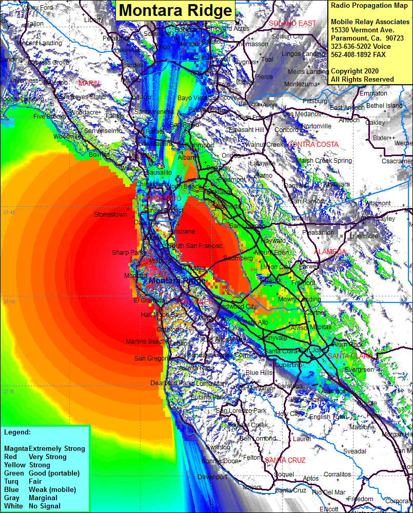 heat map radio coverage Montara Ridge